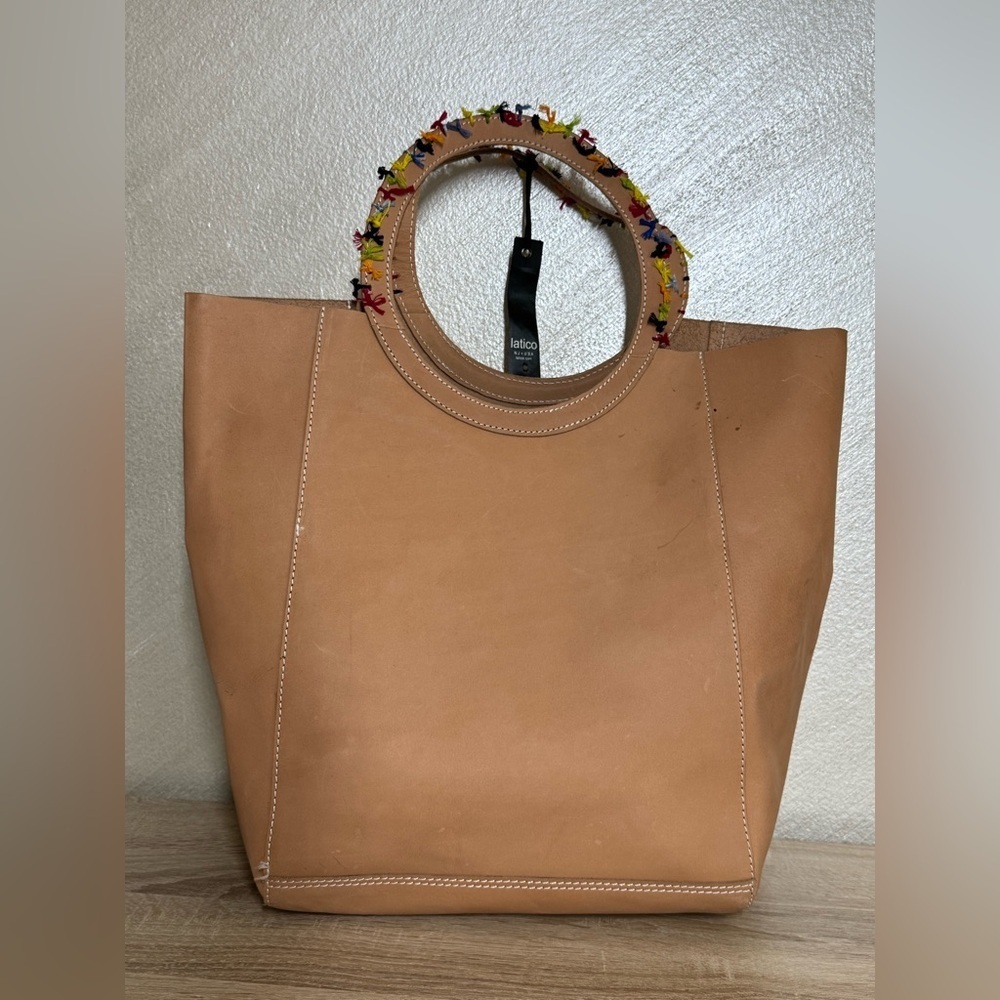 Latico Light Brown Leather Boho Large Tote Bag Unlined